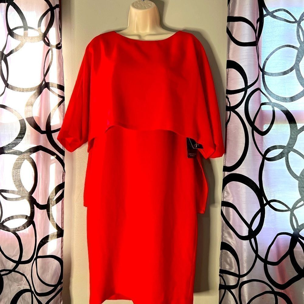NWT Adrianna Papell red cape dress Sz. 4